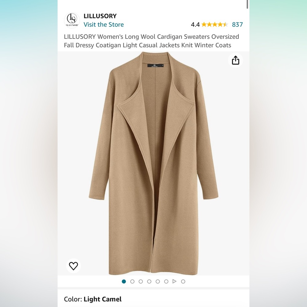 Lillusory women’s long wool cardigan sweater (“coatigan”)